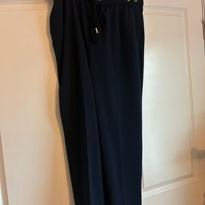 Anne Klein Navy Drawstring Trousers